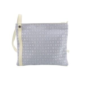 Bulgari BVLGARI Light Gray & Cream Canvas Shoulder Bag | RA Certified | Auth